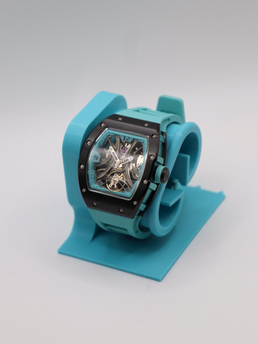 **🏁 BLACK & TEAL SKELETON SPORTS WATCH | 40MM AUTOMATIC**